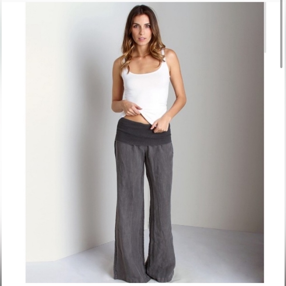 BELLA DAHL SUMMER ROLL OVER LINEN PANT SIZE MEDIUM
